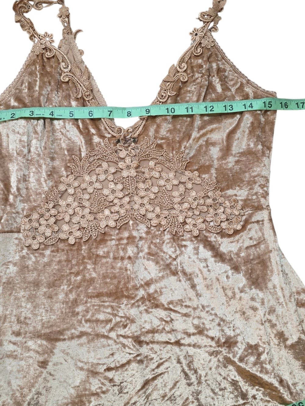 Claire Pettibone Velvet Lace Slip Dress Lingerie M Gold Champagne Boudoir — image 7 of 8